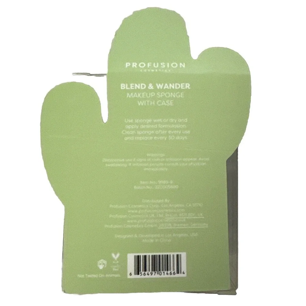 Desert Sage  Blend & Wander‎ Makeup Sponge with Cactus Case- cruelty free NIB